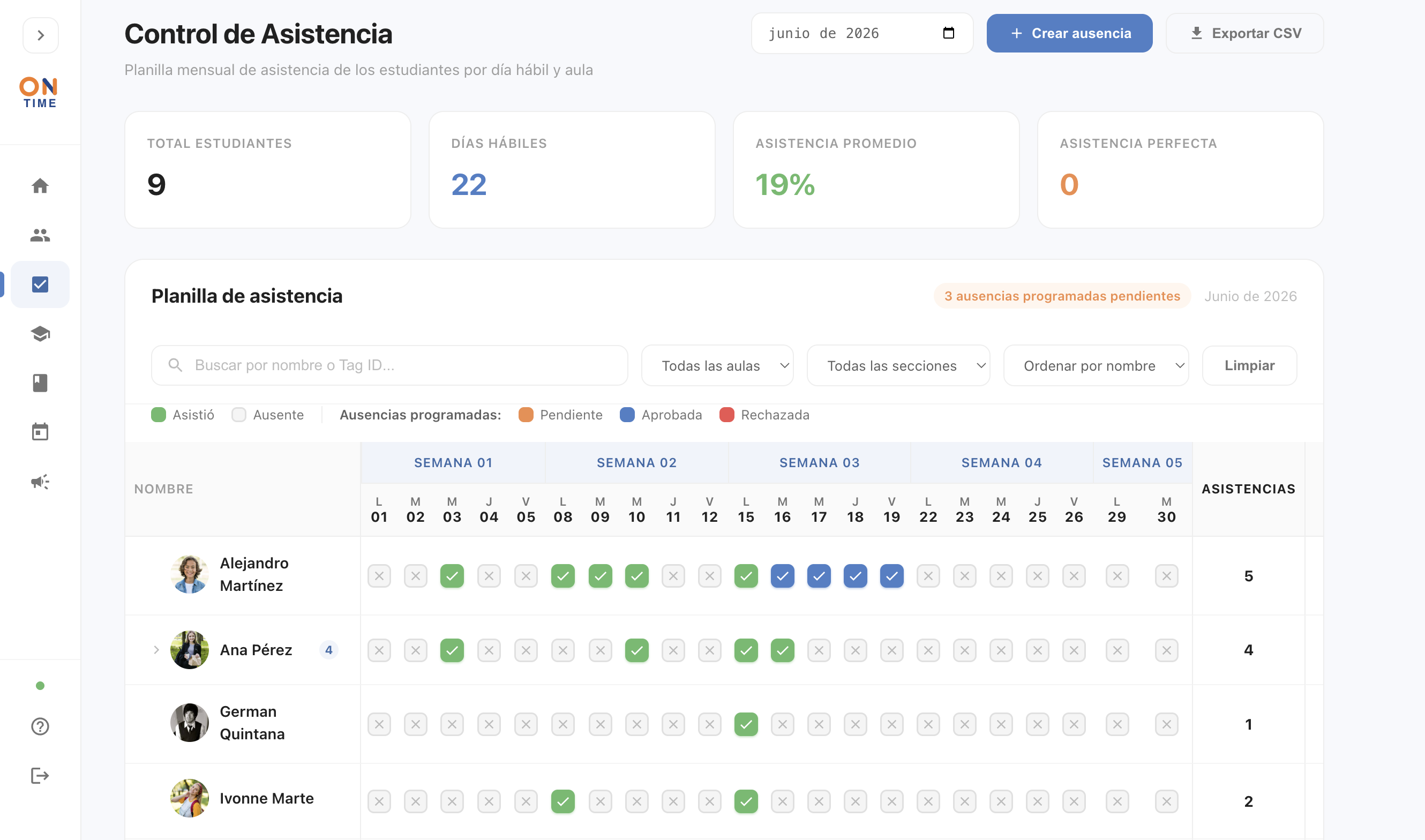 Captura de Portal de Administración